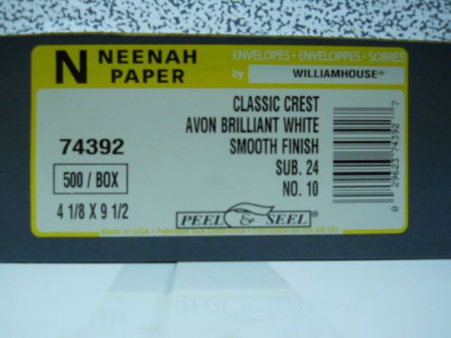 NIB 500 Neenah Classic Crest Avon Brilliant White Smooth No.10-24 Peel &amp; Seel