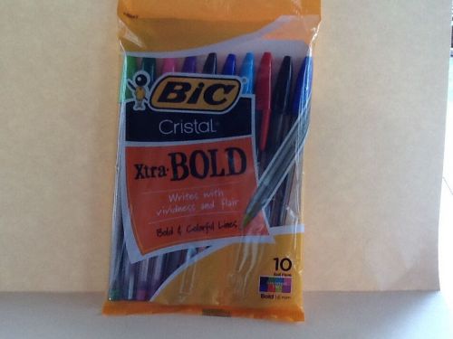 BIC Cristal Xtra BOLD 10 ball pens assorted colors BOLD 1.6 mm