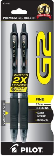 Pilot G2 Gel Ink Roller Ball Pens, 2-Pack, Black (31031) Brand New, Ship Fast