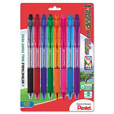 R.s.v.p. rt ballpoint retractable pen, assorted ink, 8/pk for sale