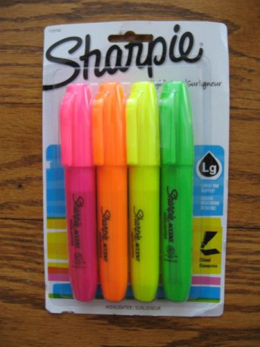2 Packs of 4 Sharpie Assorted Fluorescent Highlighters, Narrow Chisel Tip