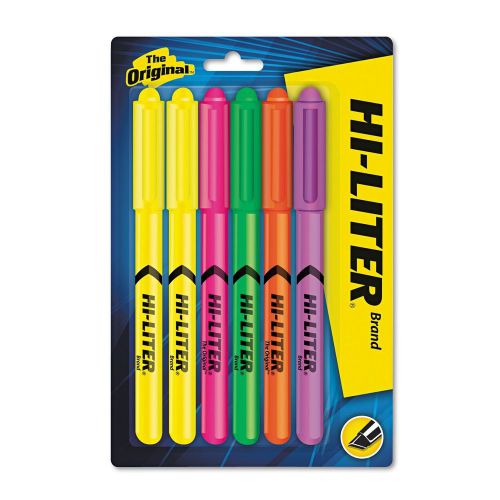Hi-liter fluorescent pen style highlighter chisel tip 6 pieces-includes 2 yellow for sale