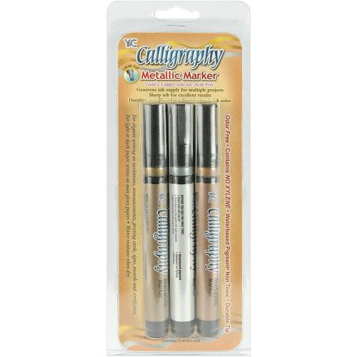 NEW Yasutomo 2mm Tip Calligraphy Metallic Markers, Assorted Colors