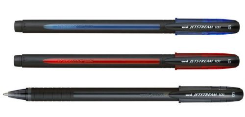 3 X Uni Ball Jetstream SX-101 Rollerball Gel Pens 1 Red 1 Black 1 Blue 1mm Tip