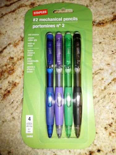 Staples Smooth Rubber Grip Side Advance No. 2 Mechanical Pencils 4 Pack 24494