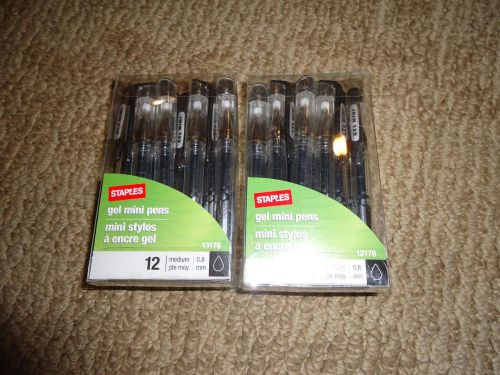 Two (2) new unopened 12 packs of staples gel mini pens for sale