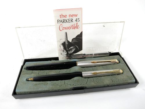 1970&#039;s Vintage Parker 45 Convertible Pen &amp; Pencil Set With Case MADE IN USA