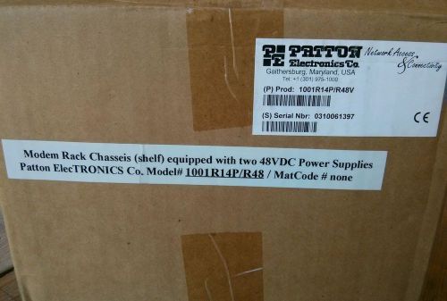 Patton electronics 1001r14p/r48v modem rack chasseis 2 -48vdc power supplies nib for sale