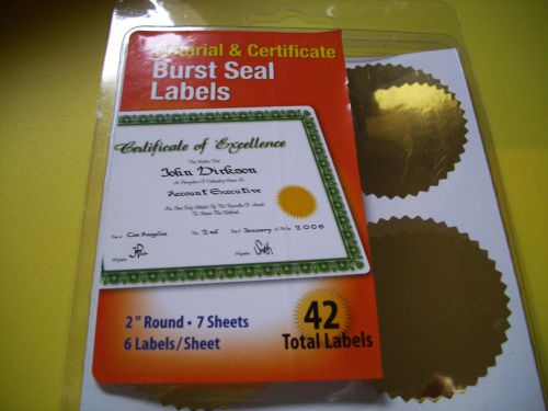&#034;gold&#034; blank certificate foil seal stickers  qty (42)  free shipping for sale