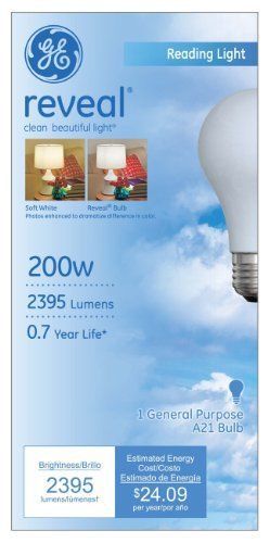 GE Lighting 89371 200-Watt A21 Reveal Reader Light