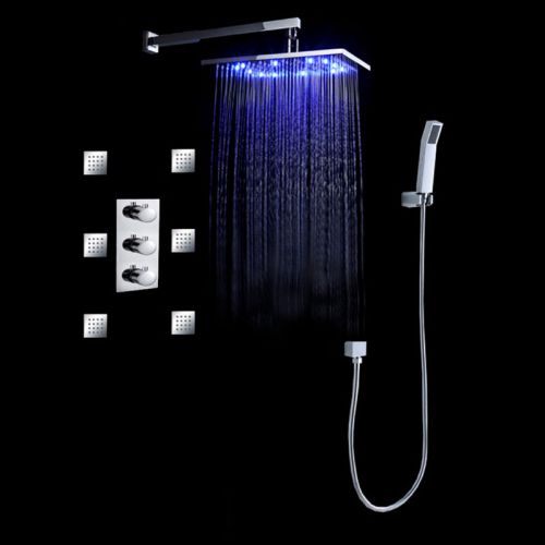 Modern luxury shower set 12&#034; wall mount rain head with body sprays free shipping for sale