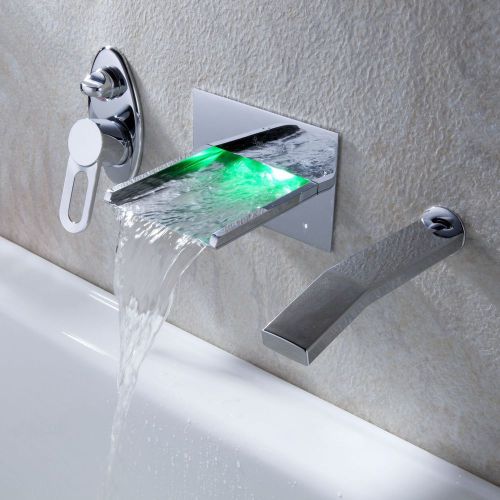 LED wall mounted faucet  brass mixer tap with pull out hand-shower jg87