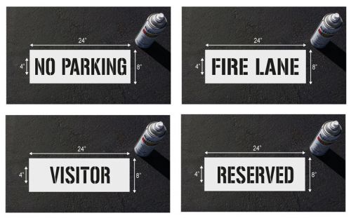 4&#034; fire lane stencil for parking lot &amp; curb blocks no parking, visitor, reserved for sale