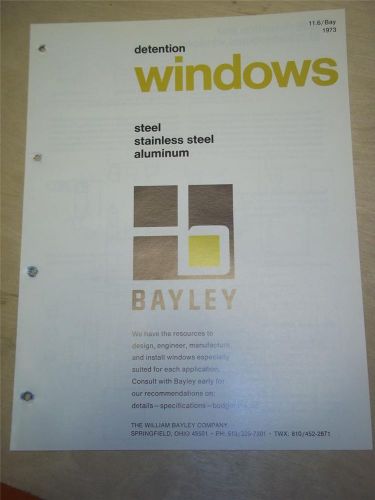 Vtg William Bayley Co Brochure~Detention Windows/Jail/Prison~Catalog