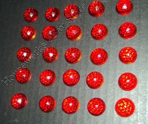 Vintage (25) RUBY RED Glass * CATS EYE * (REFLECTOR Warning Sign JEWELS) Faceted