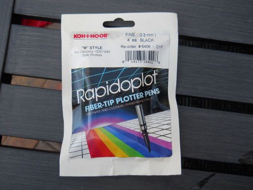 4/pk black 0.3mm plotter pen fiber tip koh-i-noor rapidoplot 6406-01f w style for sale
