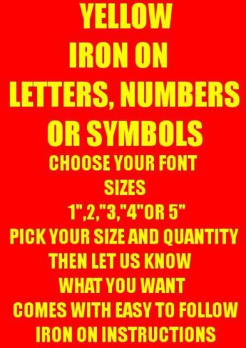 IRON ON  VINYL LETTERS  SHIRT PRINTING VARIOUS SIZES QUANTITIES FONTS COLOURS