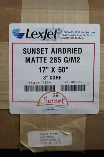 LEXJET SUNSET AIRDRIED MATTE 285 G/M2 17&#034; x 40&#039; Roll FAUM1750 w/ 3&#034; Core