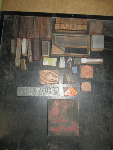 LOT VTG WOOD Block METAL LETTERPRESS PRINT TYPE Craft