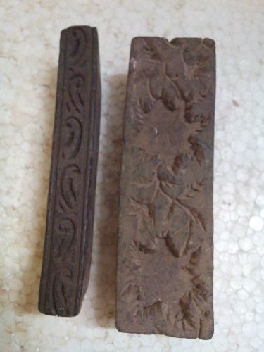 Old handcarved unique small border &amp; big flower  wooden textile printing block for sale