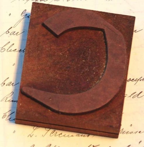 letter: C rare unused wood type letterpress printing block woodtype font antique