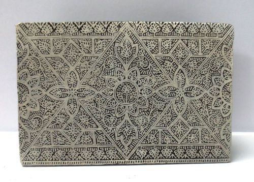 VINTAGE WOODEN CARVED TEXTILE FABRIC PRINT BLOCK STAMP FINE DETAILED CARVING 05