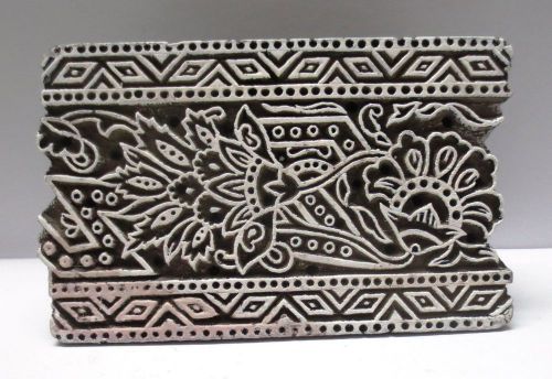 INDIAN WOODEN HAND CARVED TEXTILE PRINTING ON FABRIC BLOCK / STAMP DESIGN HOT 20