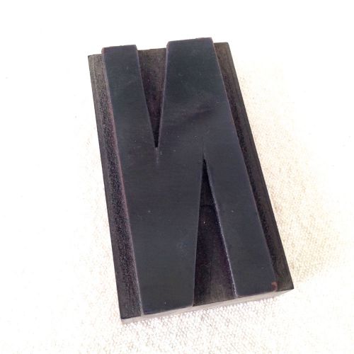 Letter N Vtg Wood Type 4&#034; Slim Letterpress Printer&#039;s Block Industrial Salvage