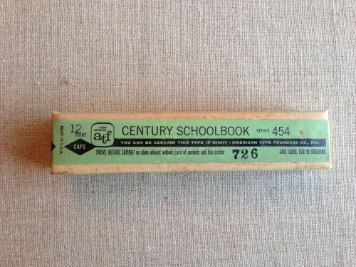 Vintage Letterpress Type from ATF, Century Schoolbook, 12pt Caps, UNUSED