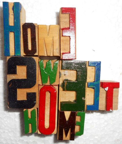 &#039;Home Sweet Home&#039; Letterpress Wood Type Used Hand Crafted Made In India B1018