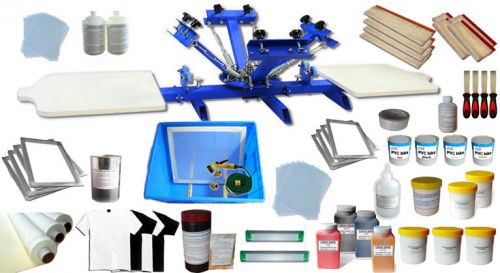 4 Color 2 Station Screen Printing Start Kit w full 4 color printing materials958