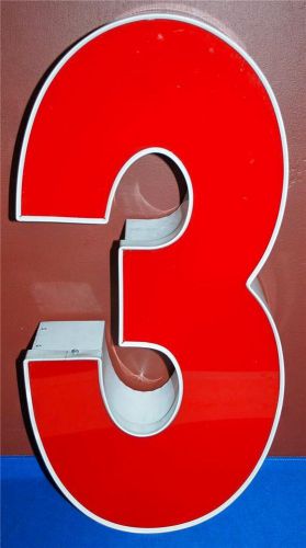 INDOOR OR OUTDOOR LARGE ACRYLIC ADVERTISING SIGN NUMBERING &#034;3&#034;