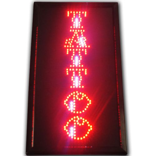 Tattoo VERTICAL animated LED shop neon Sign Red 24 x 13 Open store light Display