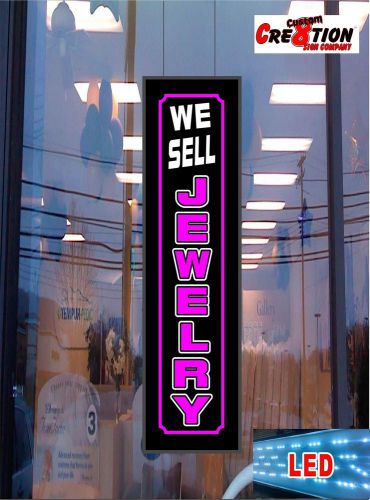 Led light box sign - we sell jewelry 46&#034;x12&#034;- neon/banner alternative - bright ! for sale