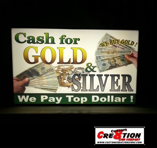 LED Light box Sign- 20&#034;x36&#034; - Cash for Gold &amp;Silver - We Buy Gold - Window Sign