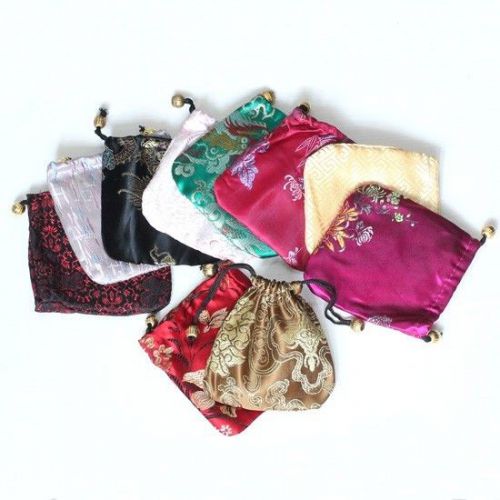 Free Shipping Wholesale 20pcs Mix Design Silk Jewelry Gift Party Favor Bags