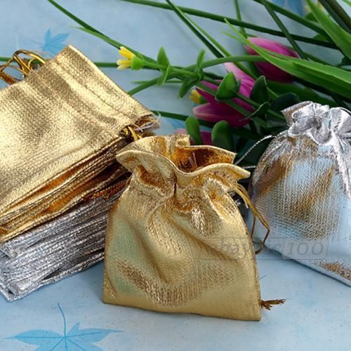 40X Gold Silver Wedding Gift Bag Earring Necklace Pouch HOT