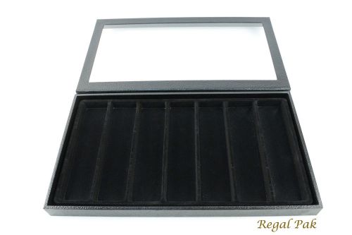 Black Full Size Case 1&#034;H With Black Flocked Plastic Tray Liner (7-Section)
