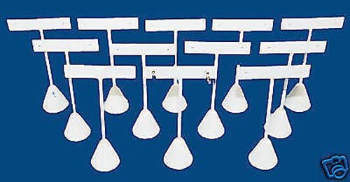 12 Piece Earring T-Bar White Leather Jewelry Displays Showcase 4 3/4&#034; Tall