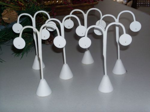 6 Pc White Leatherette Tree Shape Earring Jewelry Display Stands 5 1/4&#034;  Used