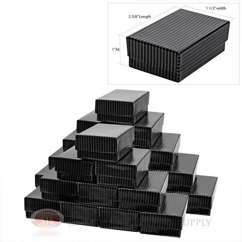 25 Black Pinstripe Cotton Filled Jewelry Gift Boxes  2 5/8&#034; X 1 1/2&#034;