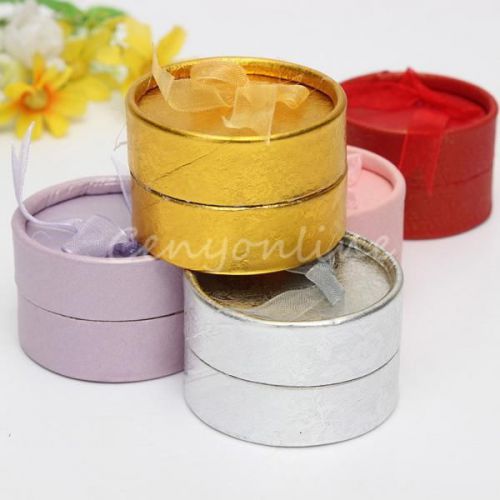 Set of 5pcs Multi-Color Jewelry Gift Boxes Necklace Earring Round Case w/Bowknot