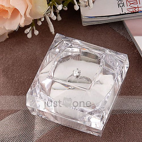 2 PCS Rings Jewelry Clear Acrylic Crystal Storage Boxes Display