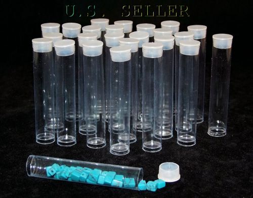 Package of 25 round clear plastic storage tubes 3&#034; for sale