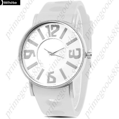 Round case rubber band  analog quartz lady ladies wristwatch women&#039;s white for sale