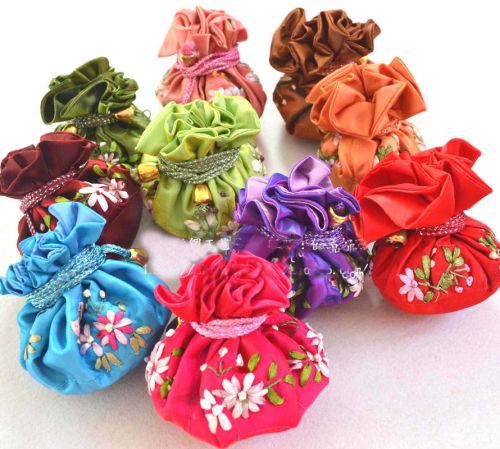 BRAND NEW 30PCS CHINESE EMBROIDERED SILK JEWELRY ROLLS/POUCHES