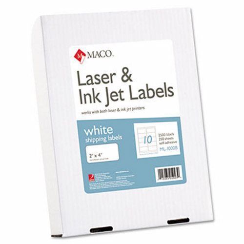 Maco White All-Purpose Labels, 2 x 4, 2500/Box (MACML1000B)