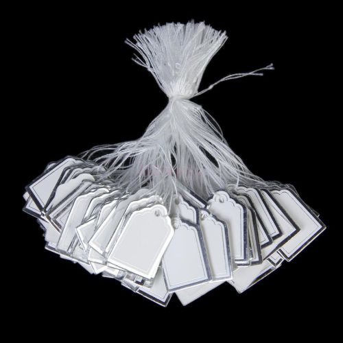 500 Silver Border Label Tie String Strung Jewelry Display Merchandise Price Tags
