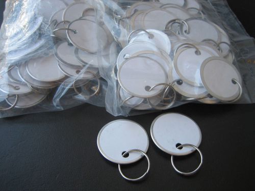 Lot 100 Metal Edged 1 1/4&#034; White Paper Tags with Ring / Key ID Labels Tags