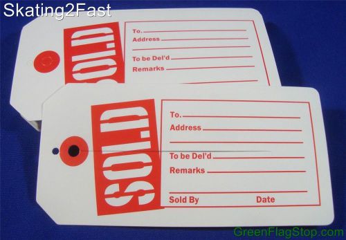 Qty. 50 Red / White Sold Tags with Slit Merchandise Price Tags